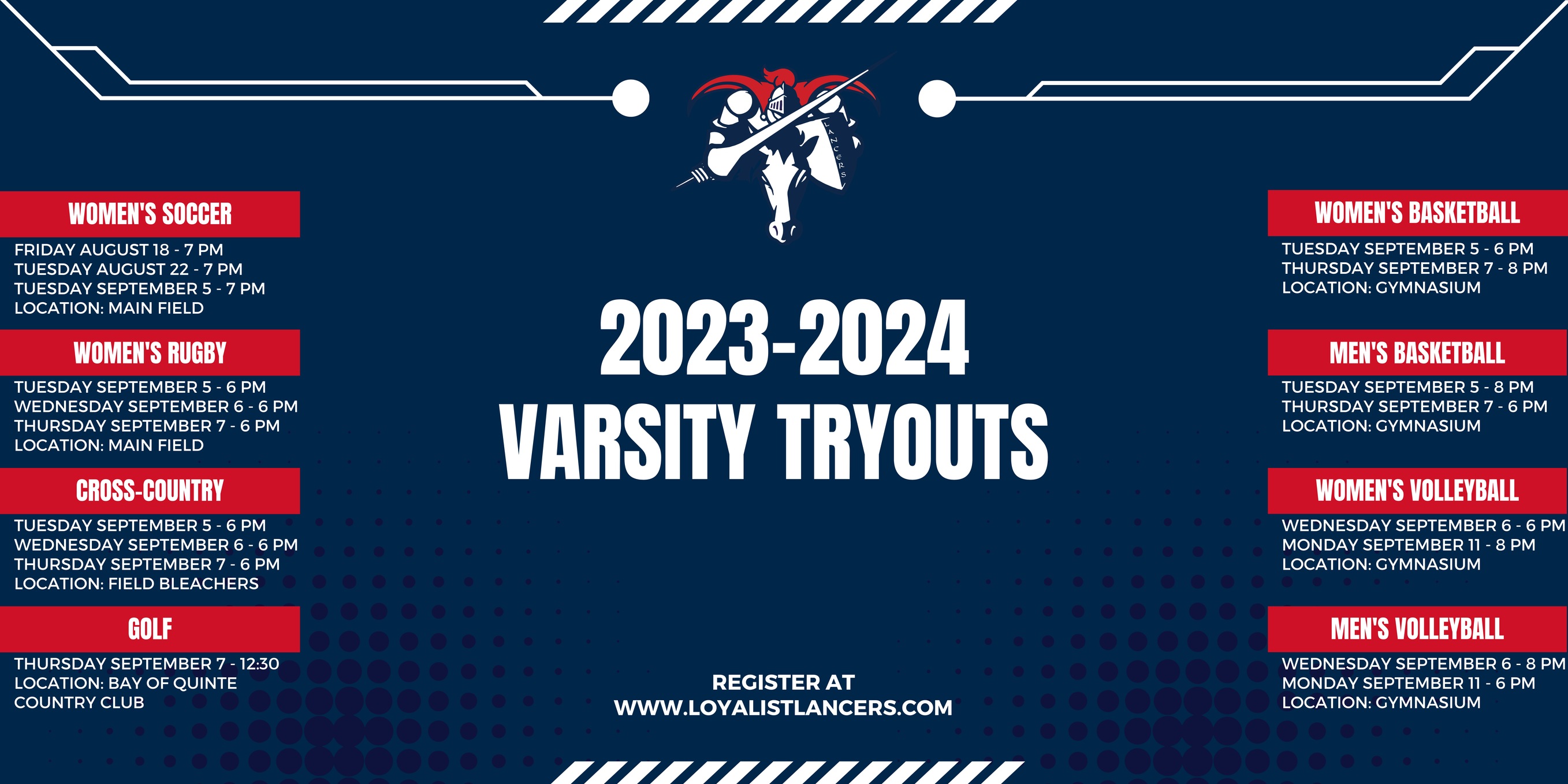 2023-2024 Tryout Schedule